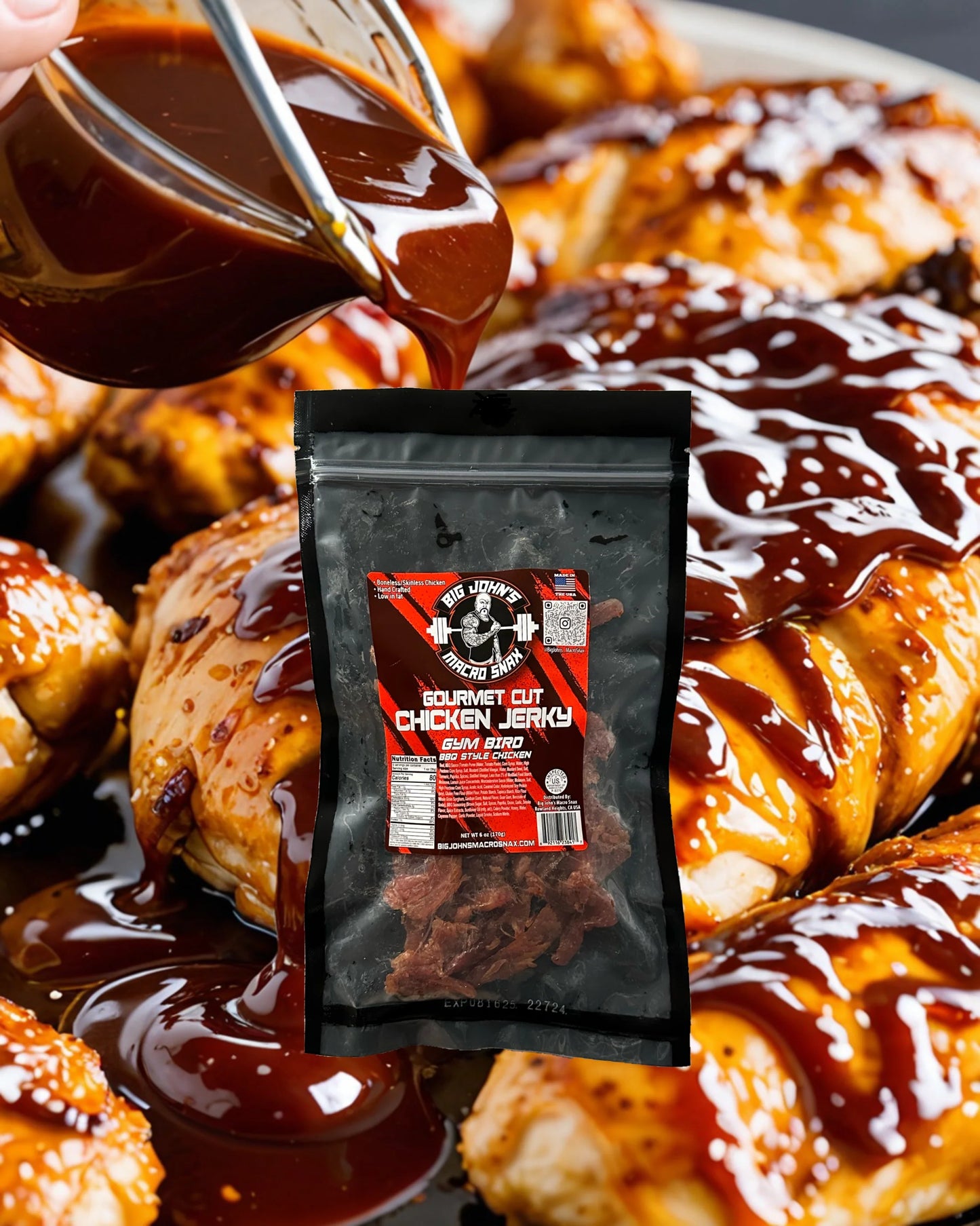 "Gym Bird" BBQ Style Chicken Jerky - (6oz) Premium Jerky High Protein Snack