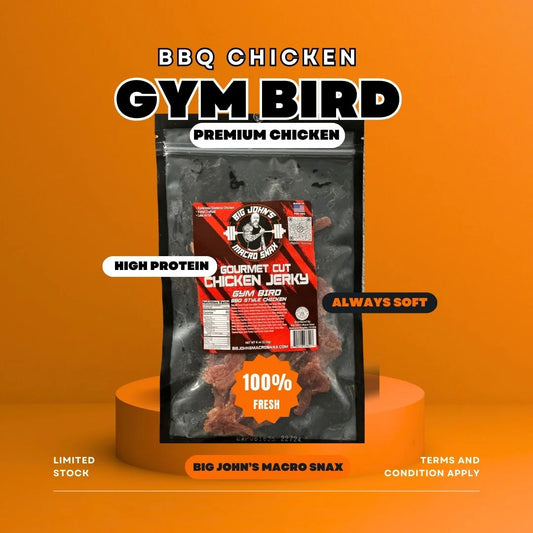 "Gym Bird" BBQ Style Chicken Jerky - (6oz) Premium Jerky High Protein Snack