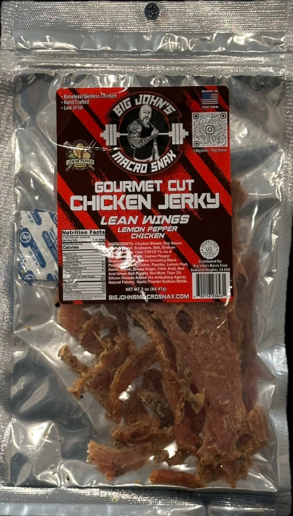 "Lean Wings" Lemon Pepper Chicken Jerky - (6oz) Premium Jerky High Protein Snack