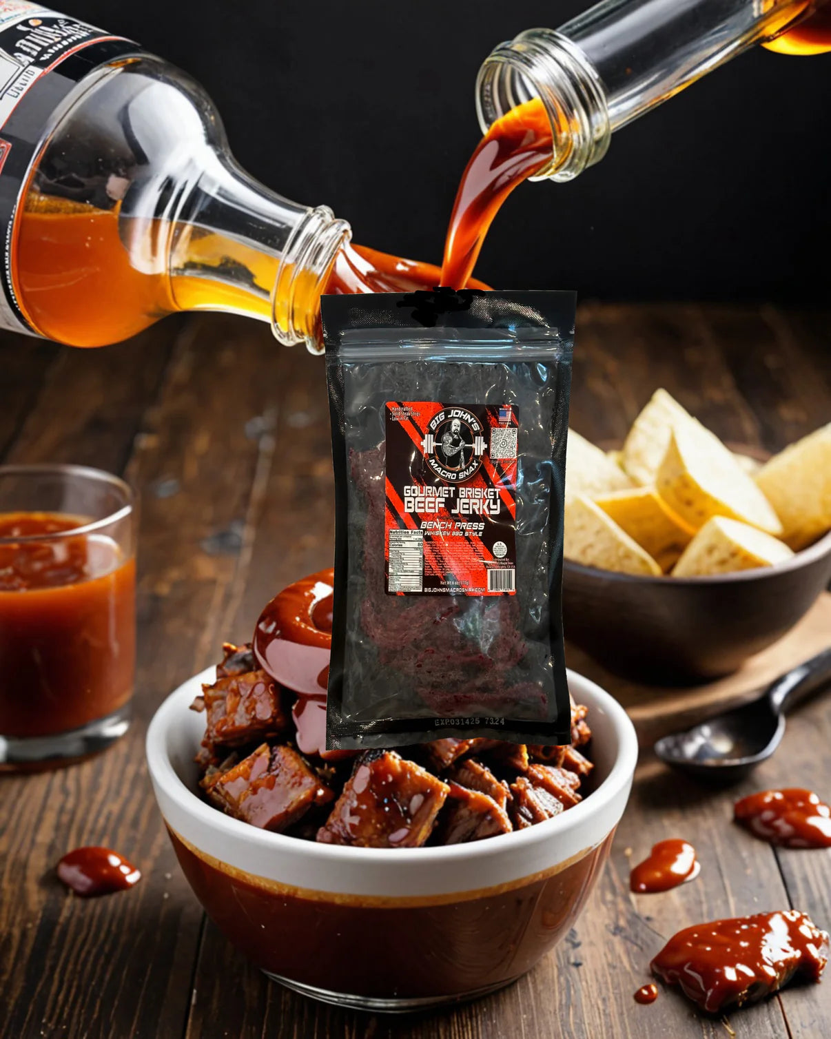 "Bench Press" Beef Jerky - Whiskey BBQ Brisket, (6oz)