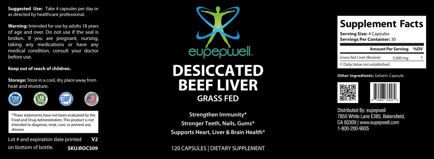 Grass Fed Desiccated Beef Liver Capsules – Pasture Raised