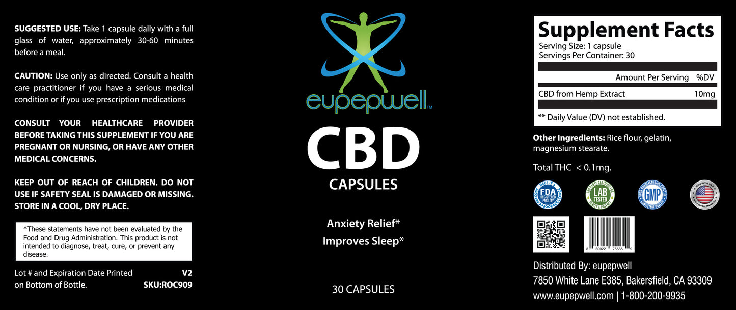 CBD Capsules – CBD Supplement 300mg (30 capsules)