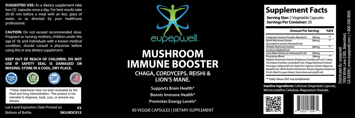 Mushroom Immune Booster Chaga, Cordyceps, Reishi and Lion’s Mane.