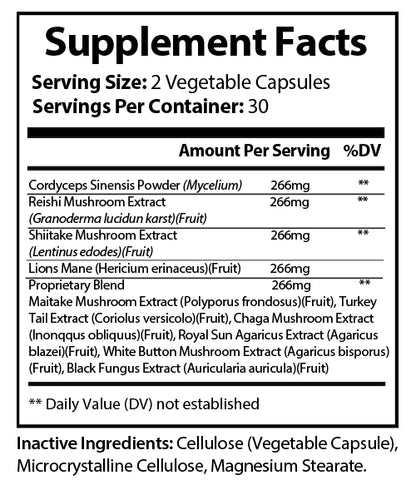 Mushroom Immune Booster Chaga, Cordyceps, Reishi and Lion’s Mane.