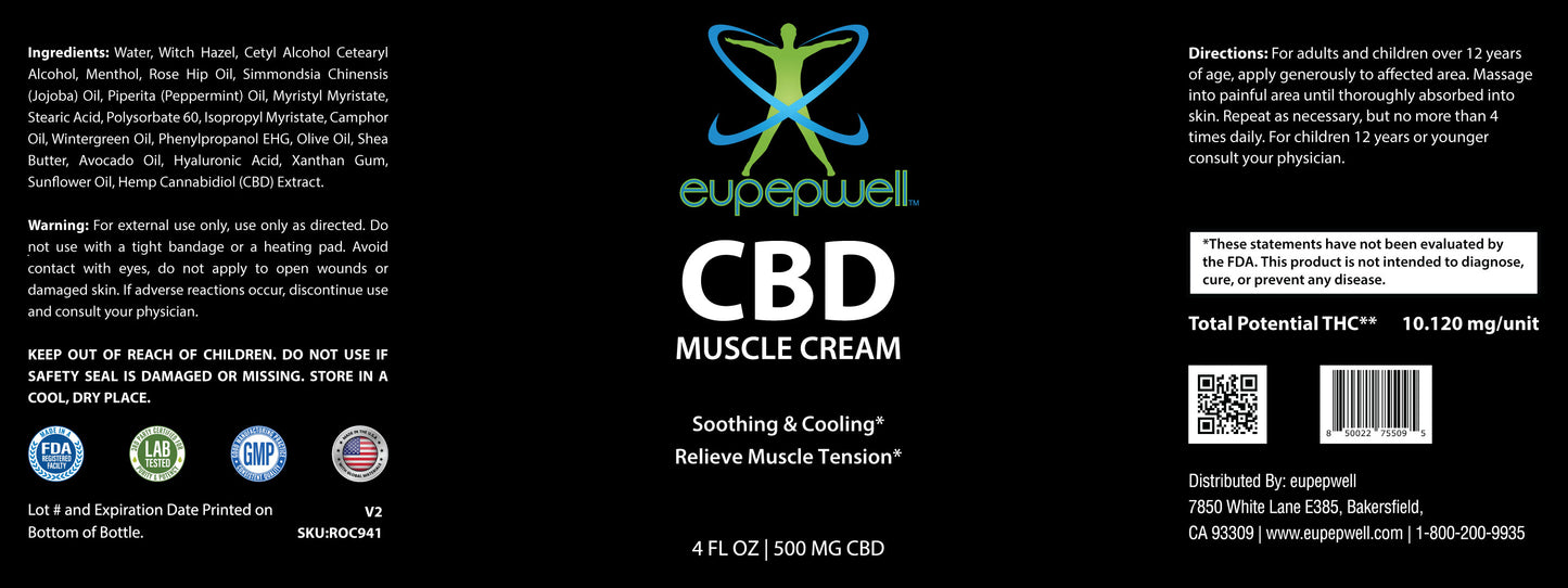 CBD Muscle Cream – Full Spectrum 500mg (4 oz)